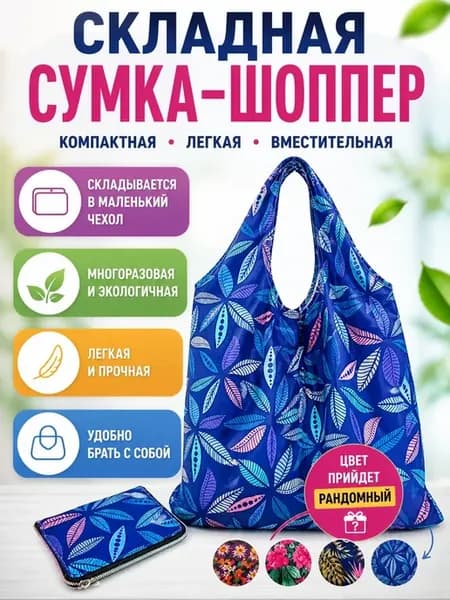 Складная сумка шоппер в маленьком кошельке