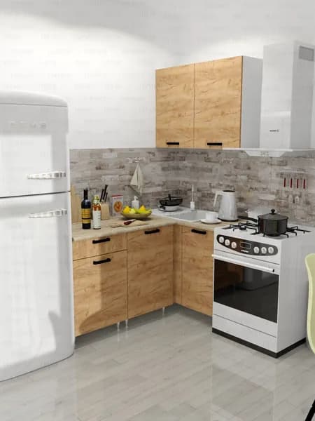 Угловая кухня 160х100, верх 100, Крафт / Сонома