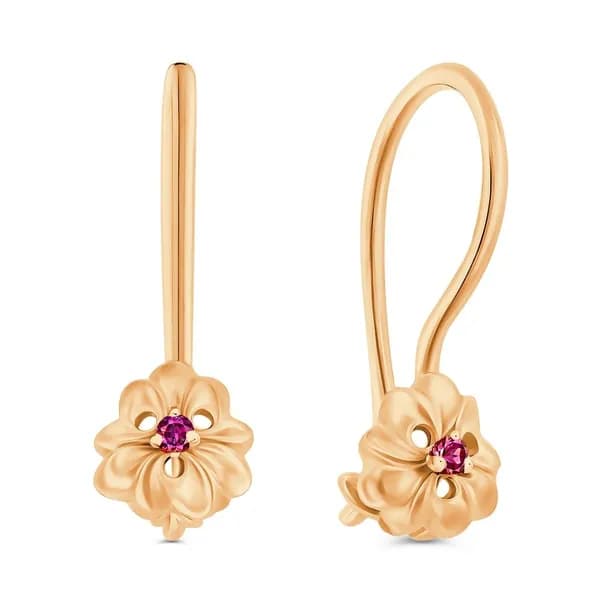 Серьги детские с фианитами из красного золота 585 пробы 585GOLD