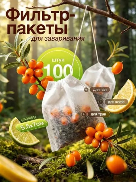 Фильтр для чая неотбеленные, 100 шт