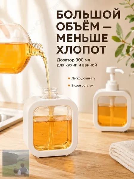 Дозатор для жидкого мыла локтевой 300 мл, 1 шт