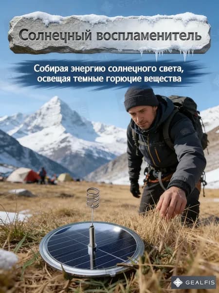 Портативный солнечный зажигатель для кемпинга и туризма, экологичный солнечный огонь без топлива, компактный и прочный outdoor-инструмент для разведения костра