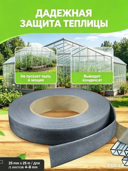 Поликарбонатная лента 25 мм х 25 м для теплиц и ремонта, прочная