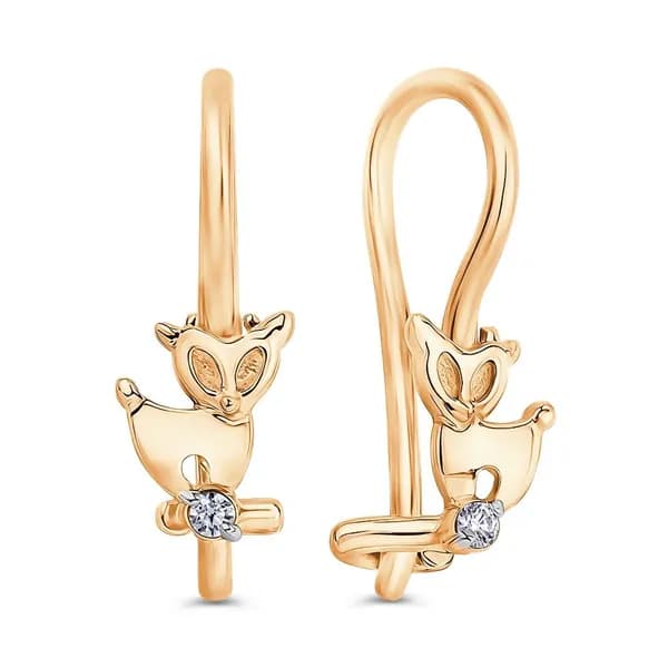 Серьги детские с фианитами из красного золота 585 пробы 585GOLD