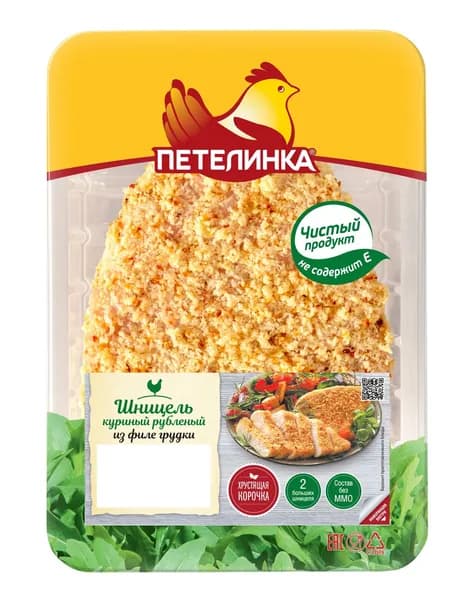 Шницель куриный Петелинка рубленый из филе грудки охлажденный, 300г