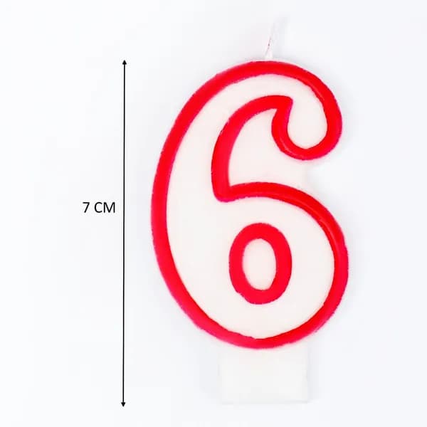 Свеча для торта Цифра 6, 7 см, МИКС