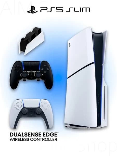 Игровая приставка Sony PlayStation 5 Slim с дисководом + 2 геймпад Dualsence EDGE (черный, Black) + зарядная станция