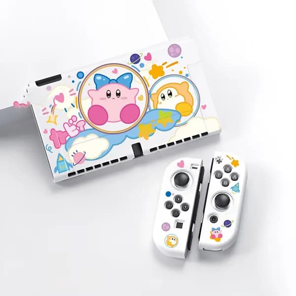 Силиконовый защитный чехол на игровую приставку Nintendo Switch Oled, мягкий чехол из TPU Kirby 02