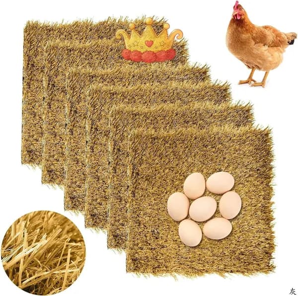 Моющийся коврик для гнезда кур 30x30 см, искусственная трава. Для курятника, для яиц, пластиковый