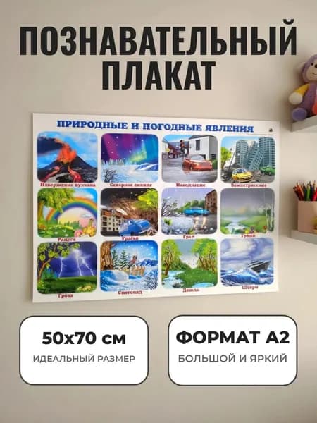 Развивающий плакат А2. "Природные и погодные явления"
