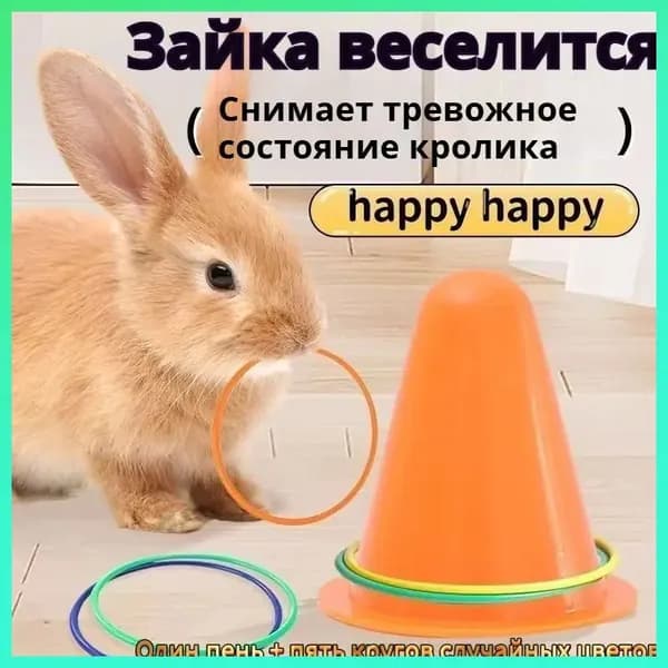Интерактивная развивающая игрушка для кроликов "Забрось кольцо"