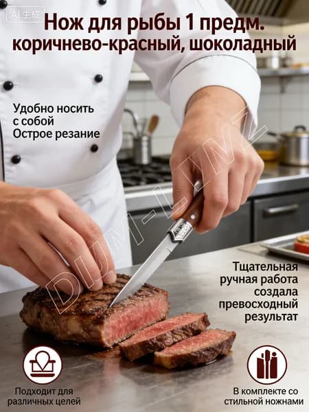 Нож для рыбы 1 предм. коричнево-красный, серебристый