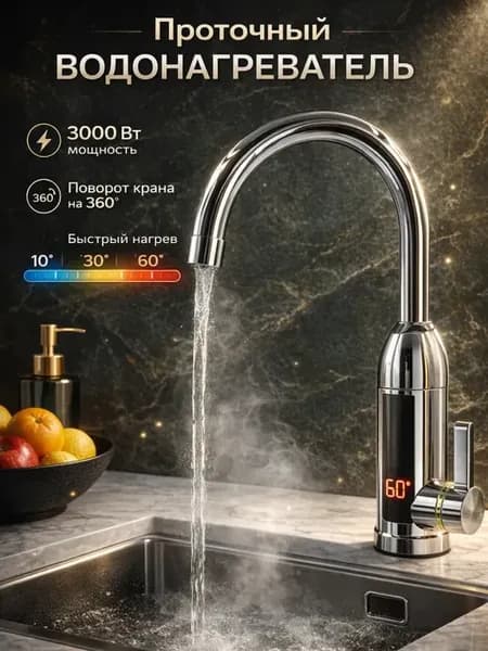 Водонагреватель проточный кран для кухни электрический
