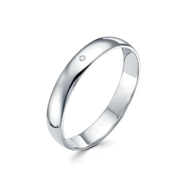 Серебряное обручальное кольцо с бриллиантом 925