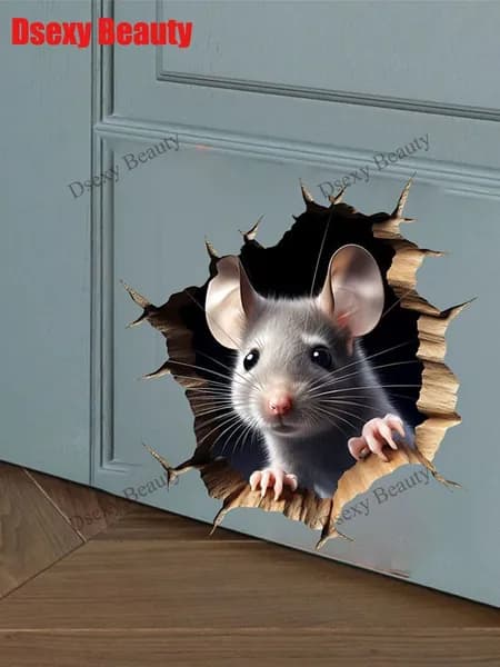 Декоративная наклейка на стену 3D Probe Mouse