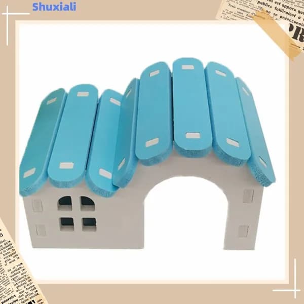 Уютный домик для хомяков, из PVC, компактный, для мелких грызунов Голубая кабина