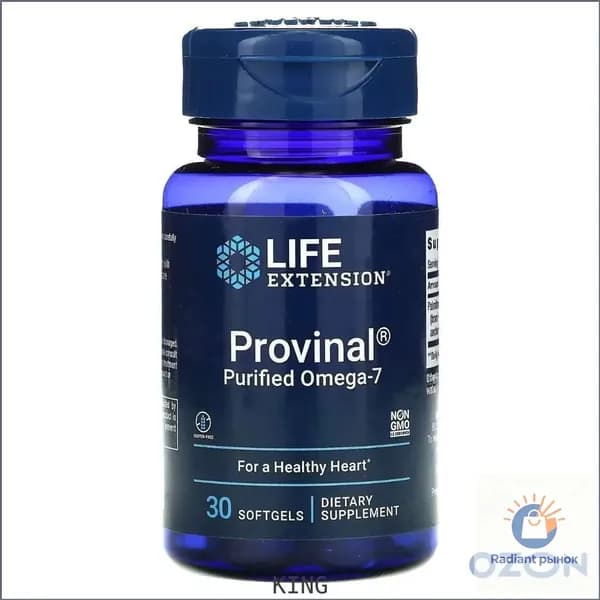 Life Extension, Provinal, очищенная форма омега-7, 30 капсул KING
