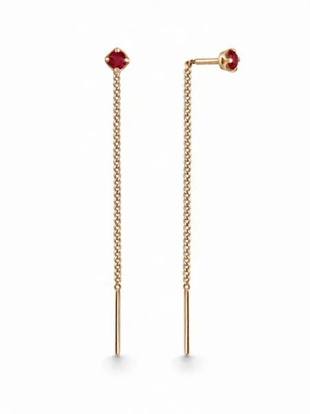 Jewelry Valley Серьги ювелирные с искусственным рубином, золочение, серебро 925 пробы
