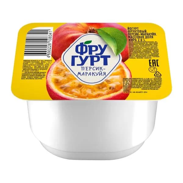Йогурт густой со вкусом персика и маракуйи Фругурт 2% 240г