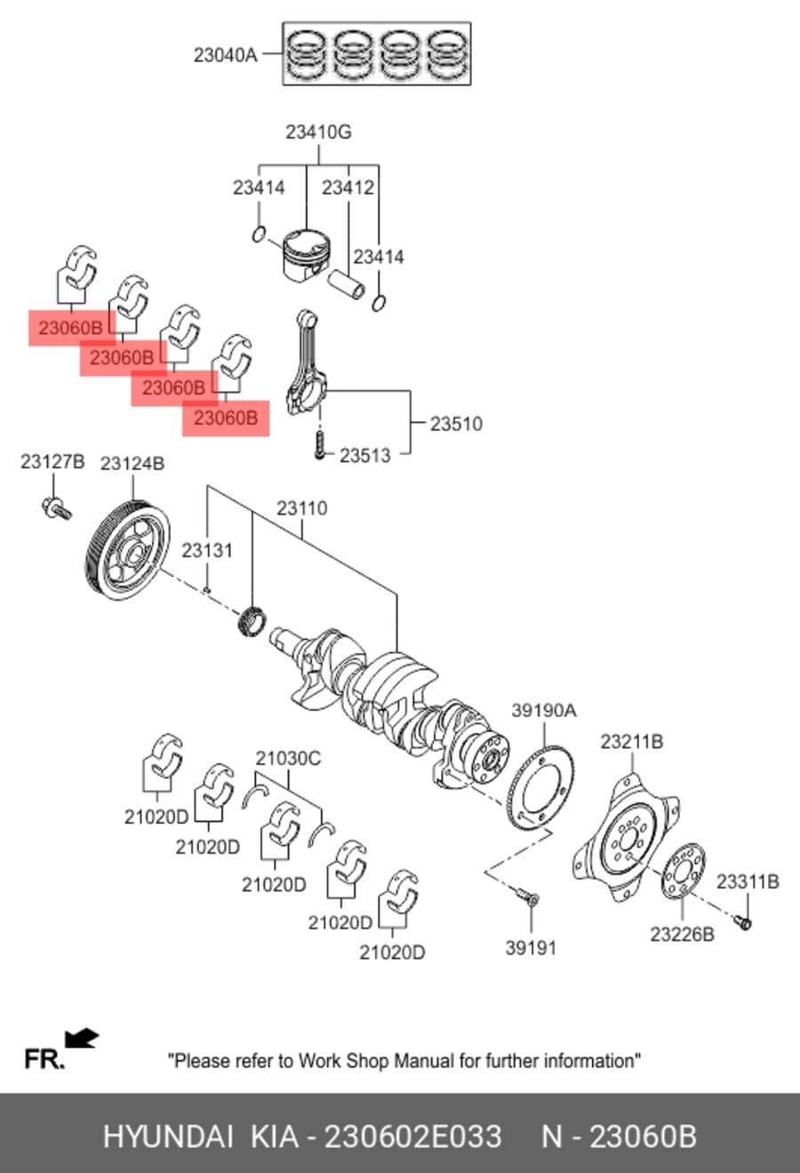 подшипник скольжения шатуна, d 45mm org (Hyundai/Kia 230602E033)
