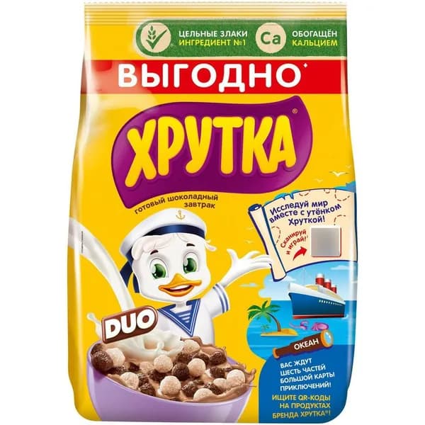 Сухой завтрак шарики Хрутка Duo мультизлаковый с шоколадом 650 г