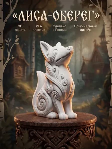 Статуэтка Лиса оберег, декоративная фигурка 10 см