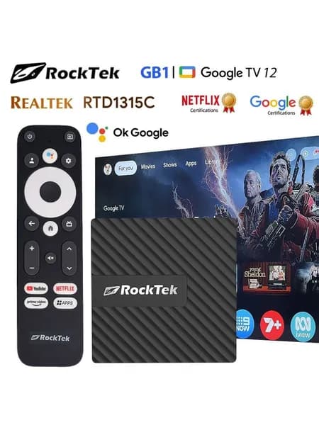 Homatics Медиаплеер ТВ приставка RockTek GB1 2Гб/32Гб Android, 2 ГБ/32 ГБ, Bluetooth, Wi-Fi, черный матовый