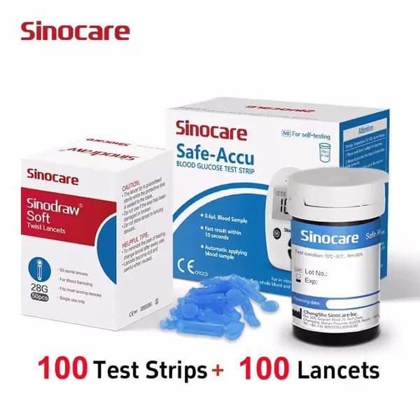 Используется для анализатора Sinocare Safe Accu, 100 упаковок сахарной бумаги + 100 ланцетов, сертификация CE /FDA