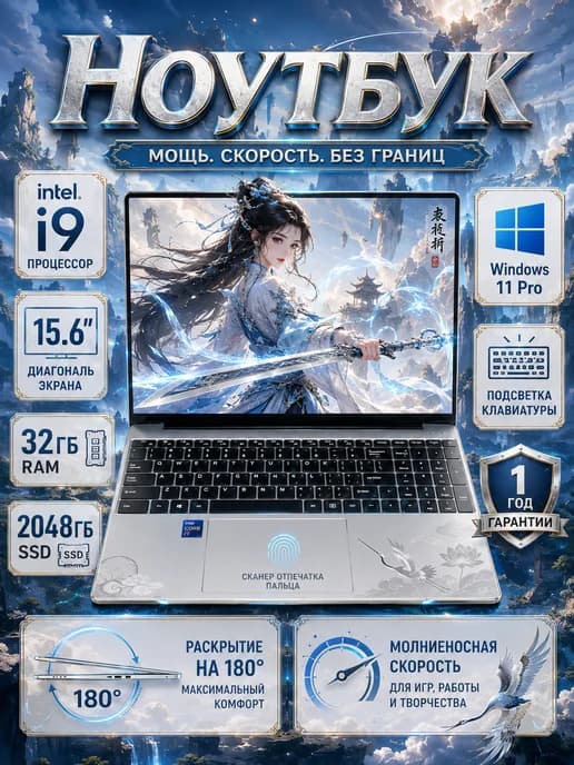 Ноутбук для работы и учебы 15.6"i9 32 ГБ +2048ГБ