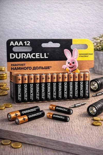 Duracell Батарейка AAA, L (щелочной) тип, 1500 мА•ч, 1,6 В, 12 шт