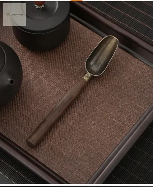 Ложка чайная Ложка чайная для чая, кофе и специй с деревянной ручкой 1 предм. медь, коричневый