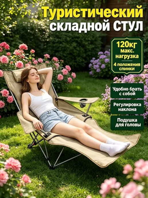 Садовое кресло шезлонг складное