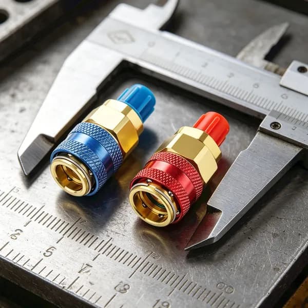 Быстроразъёмный штуцер QC-12 для R134a, латунь, резьба 1/4 (10 мм), НД/ВД