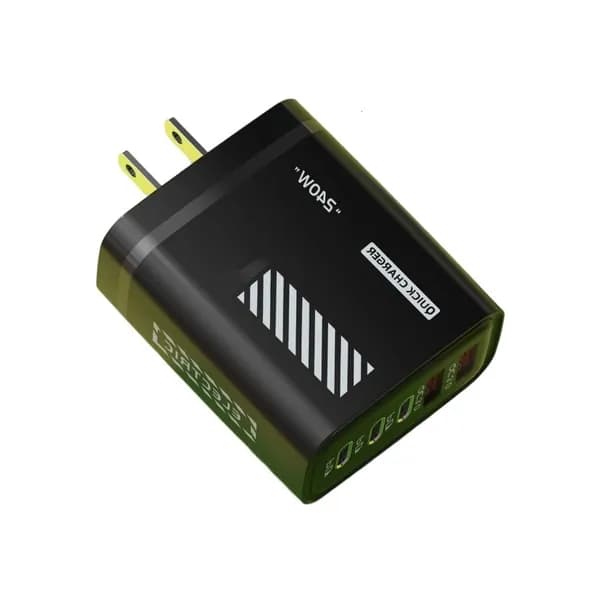 Компактное зарядное устройство 240W, совместимость с 5 устройствами, интеллектуальная защита, Черный - Штепсельная Вилка США