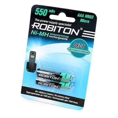Аккумуляторы Ni-МН емкостью 550 мАч размера ААА/HR03 Robiton 550MHAAA-2 2 шт. в компл.