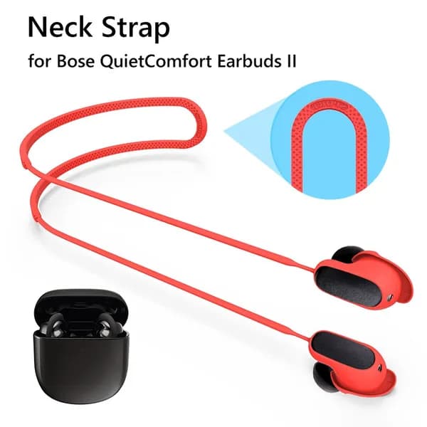 Силиконовый ремешок для наушников Bose QuietComfort Earbuds II, красный, 80 см