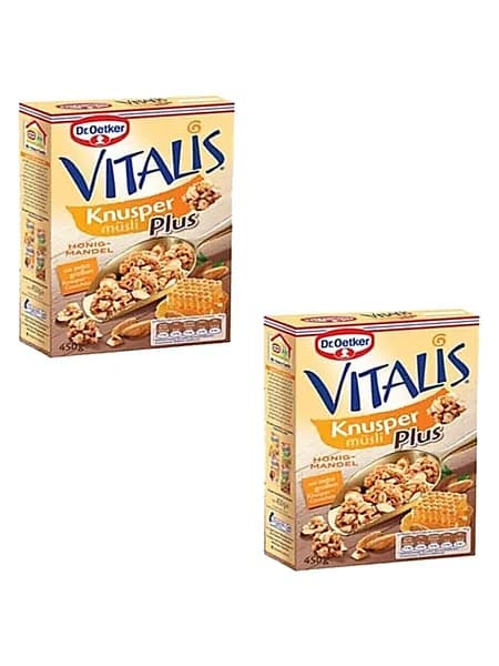 Dr. Oetker Oetker Vitalis Хрустящие мюсли с медом и миндалем, 2 упаковки