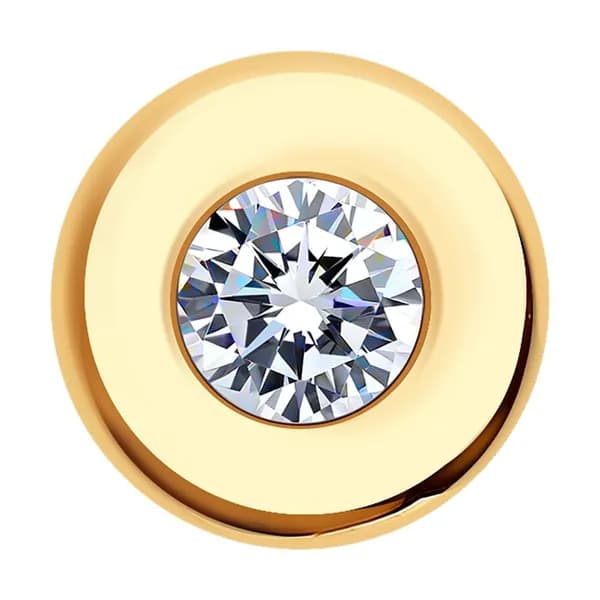 Золотая подвеска-шарм DIAMANT-ONLINE с фианитом 585 пробы