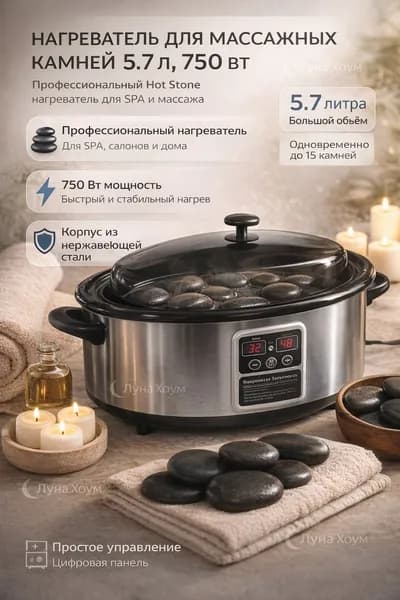 Нагреватель для массажных камней 5.7л 750Вт Hot Stone, профессиональный подогреватель для SPA массажа