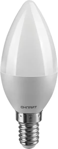 Лампа светодиодная OLL-C37-6-230-2.7K-E14-FR 6Вт свеча 2700К тепл. бел. E14 600лм 176-264В ОНЛАЙТ 71628