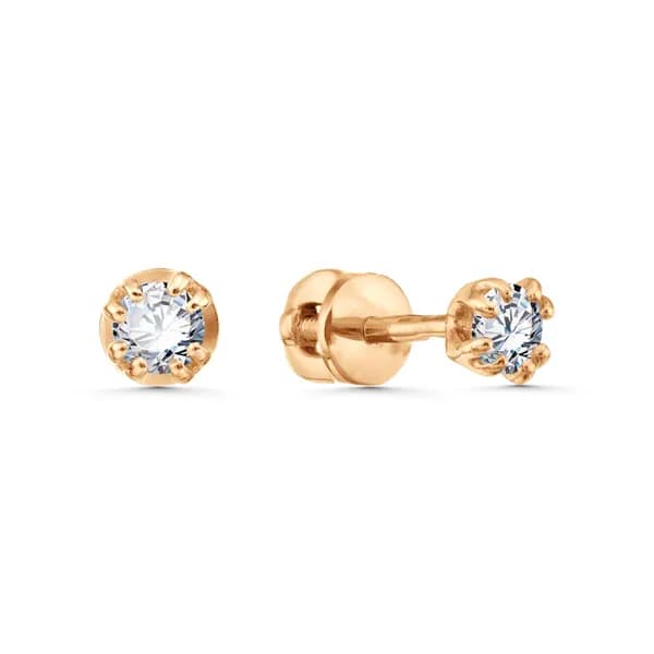 Золотые серьги DIAMANT-ONLINE с фианитом 585 пробы