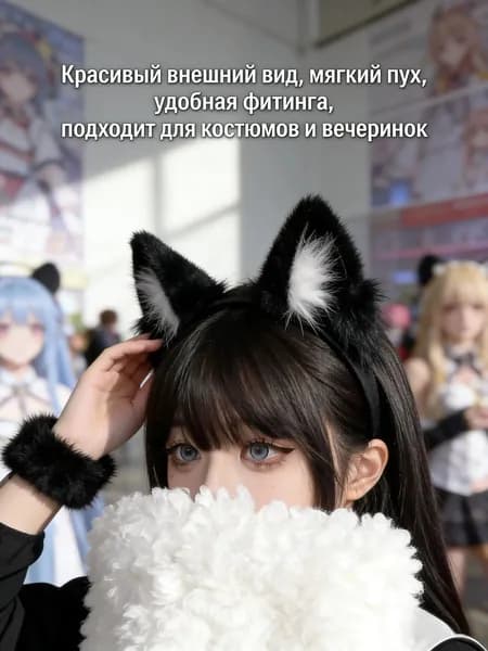 Аниме ушки кошки и лисы ободок 3D уши животного