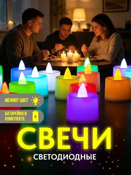 Свеча "Светодиодная свеча", 4.4 см, 24 шт