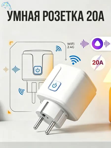 умная розетка с алисой евро 20А с голосовым управлением для умного дома