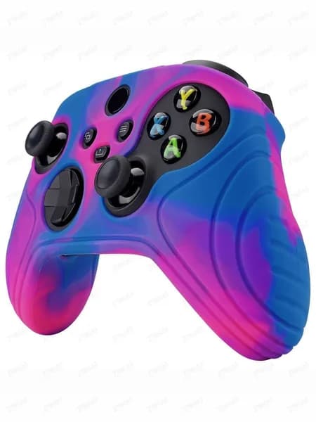 PlayVital Чехол силиконовый для Xbox Series S/X Samurai Edition, (Розовый/Фиолетовый/Синий) с насадками на стики
