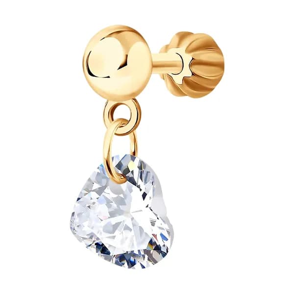 Одиночная серьга из золота DIAMANT-ONLINE с фианитом 585 пробы