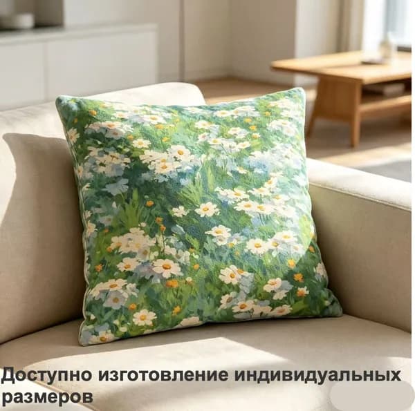 Наволочка 45x45 см 1 шт, коричневый растения