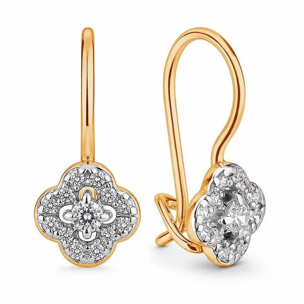 Золотые серьги DIAMANT-ONLINE с цирконием 585 пробы
