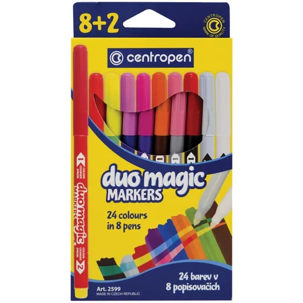 Фломастеры для рисования набор меняющие цвет Centropen "Duo Magic", 10 штук, 24 цвета, картон, европодвес