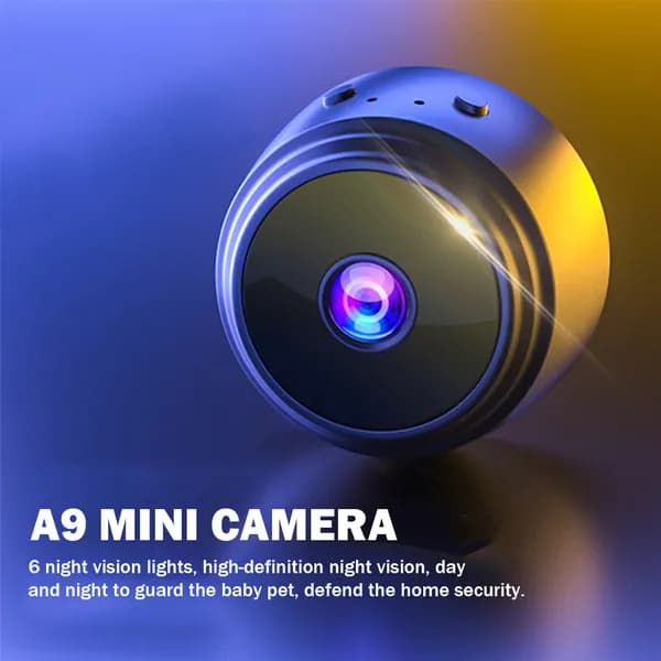 WiFi-камера A9 для наблюдения за питомцами и младенцами, 1080p, ИК-ночное видение, поворотный кронштейн, компактная черная модель